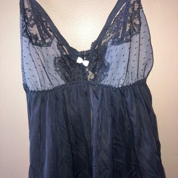 Y2K Victorias Secret Lace Babydoll Slip Dress Lingerie Pink Trim - Picture 2 of 6